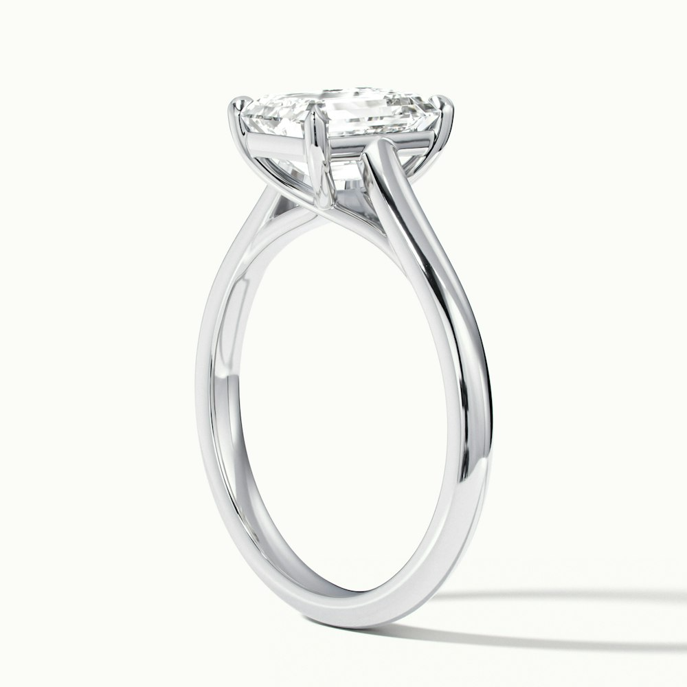 Ira 2.5 Carat Emerald Cut Solitaire Moissanite Engagement Ring in 14k White Gold
