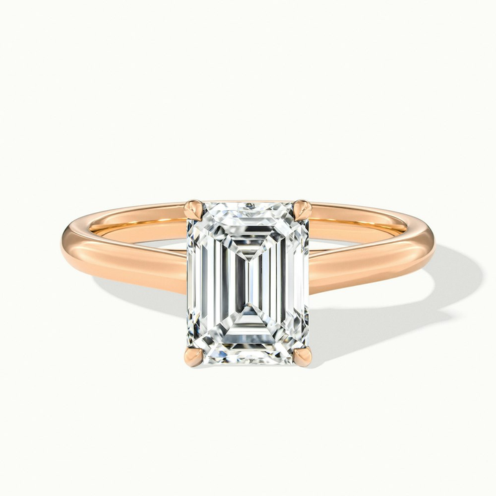 Hana 2 Carat Emerald Cut Solitaire Lab Grown Diamond Ring in 18k Rose Gold