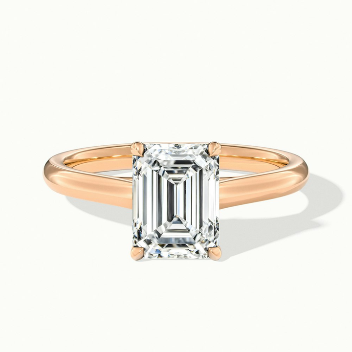 Hana 2.5 Carat Emerald Cut Solitaire Lab Grown Diamond Ring in 10k Rose Gold