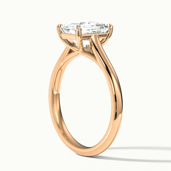 Hana 3 Carat Emerald Cut Solitaire Lab Grown Diamond Ring in 10k Rose Gold