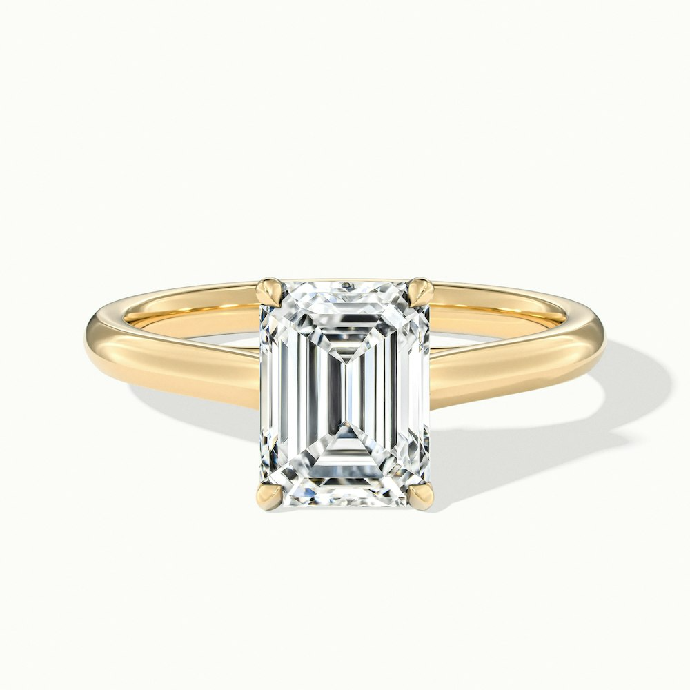 Ira 4.5 Carat Emerald Cut Solitaire Moissanite Engagement Ring in 10k Yellow Gold