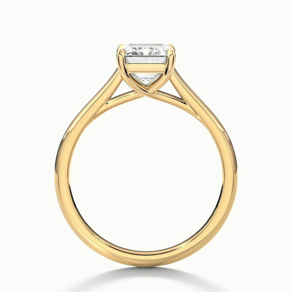 Hana 4 Carat Emerald Cut Solitaire Lab Grown Diamond Ring in 18k Yellow Gold