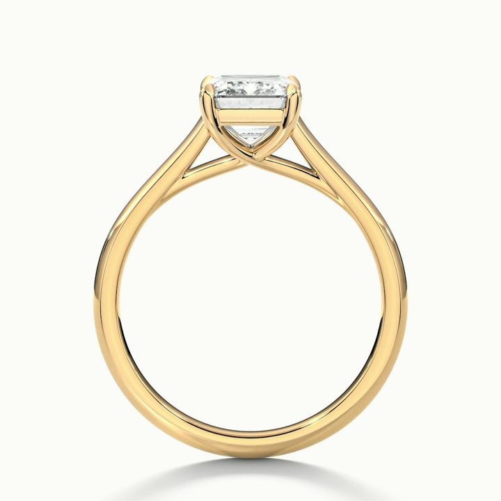 Hana 1 Carat Emerald Cut Solitaire Lab Grown Diamond Ring in 18k Yellow Gold