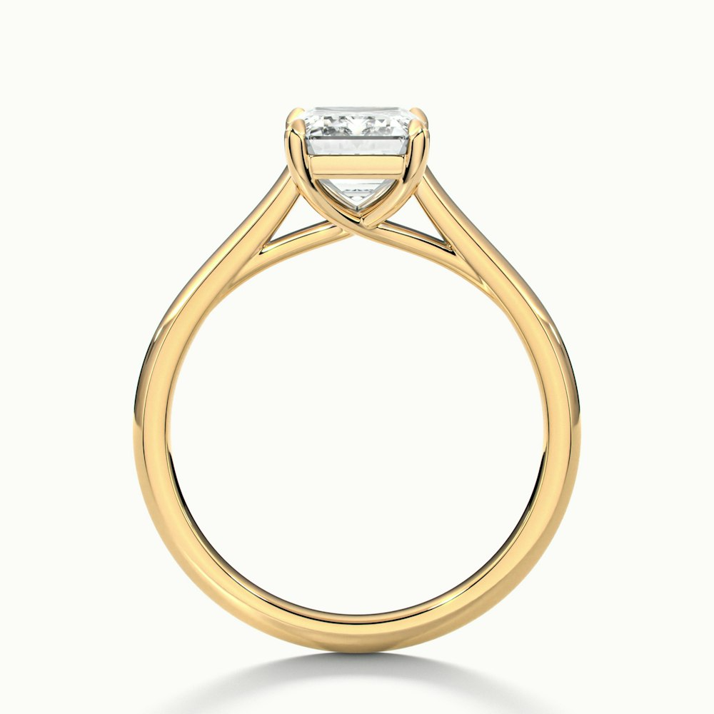 Ira 3 Carat Emerald Cut Solitaire Moissanite Engagement Ring in 14k Yellow Gold