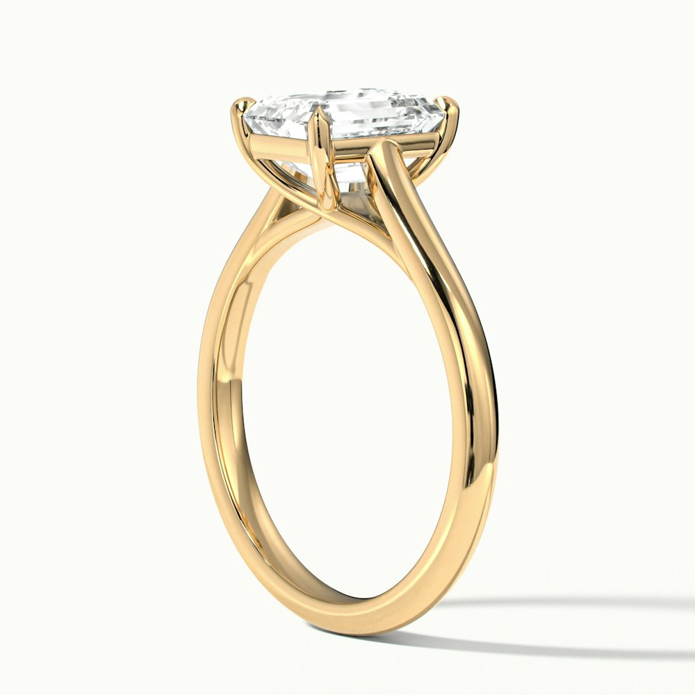 Hana 4 Carat Emerald Cut Solitaire Lab Grown Diamond Ring in 10k Yellow Gold