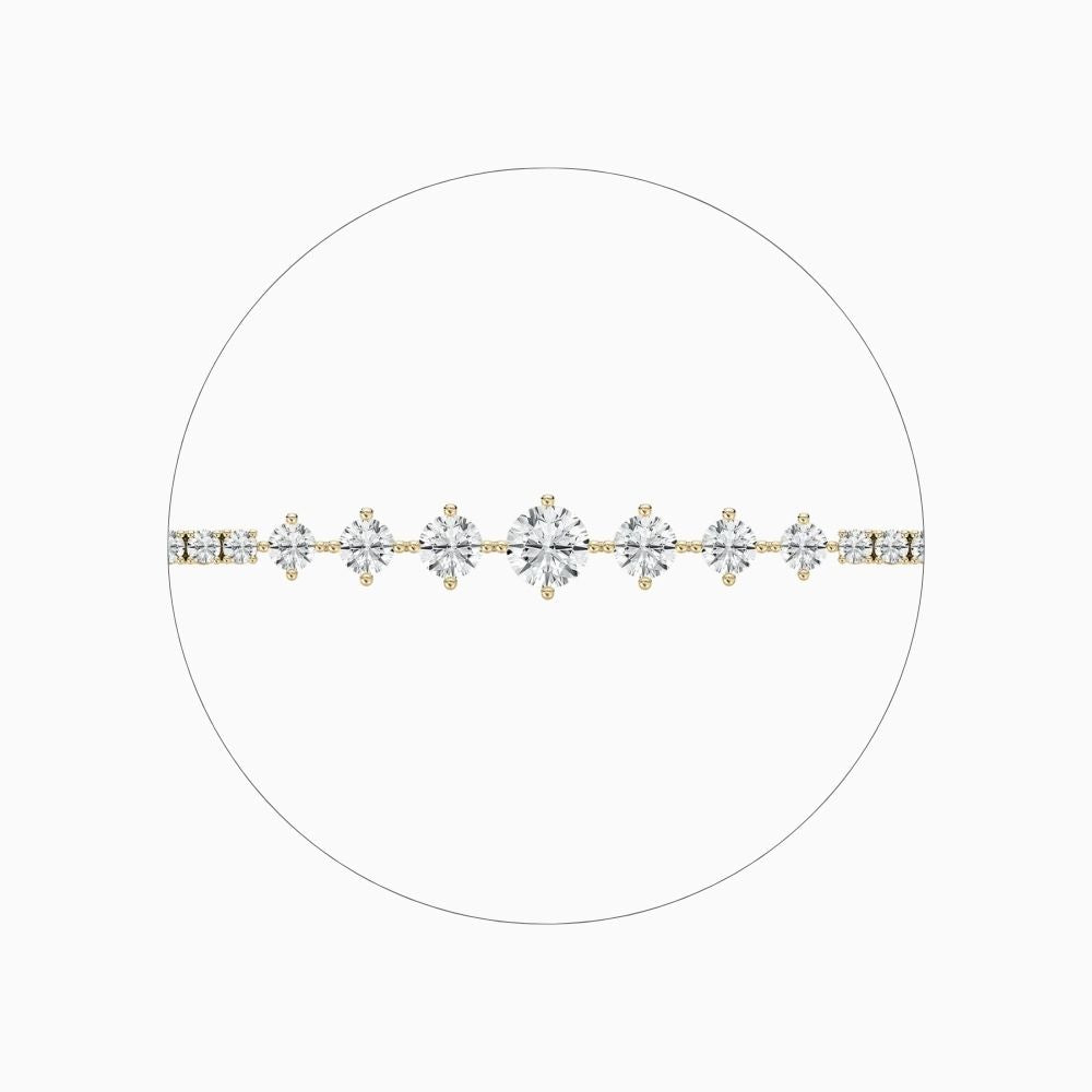 Daisy Round Cut Lab Grown Diamond Intricate Tennis Bracelet