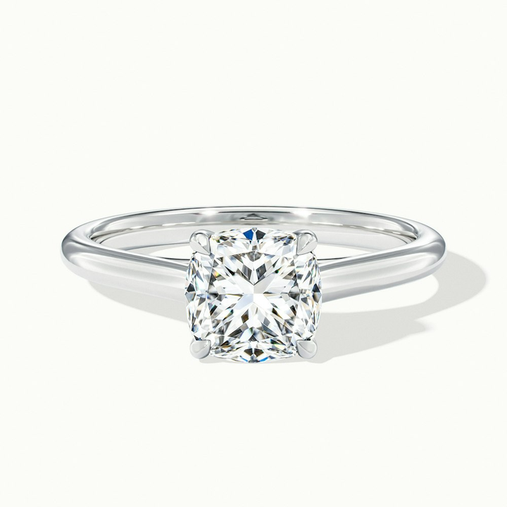 Nelli 2.5 Carat Cushion Cut Solitaire Moissanite Diamond Ring in Platinum