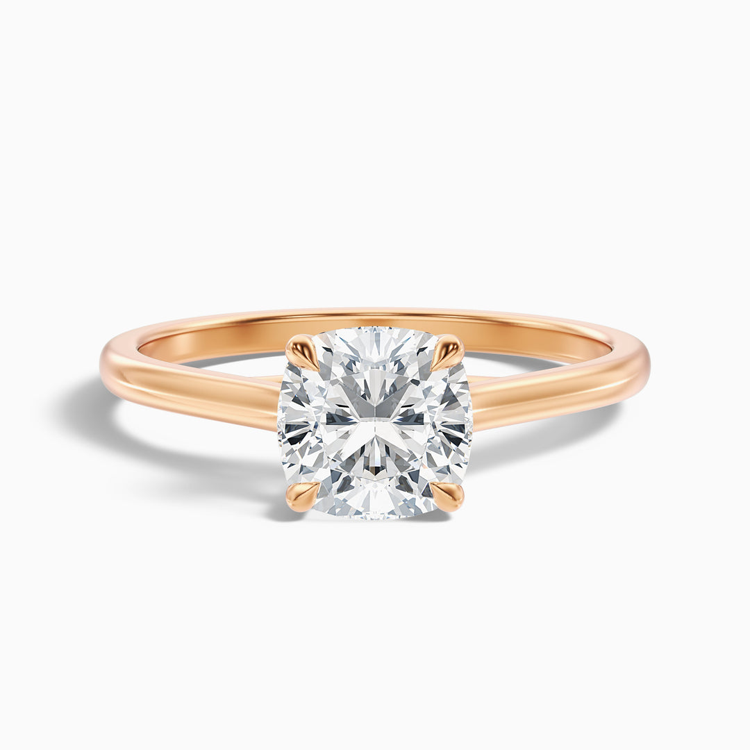 Nelli 2.5 Carat Cushion Cut Solitaire Moissanite Diamond Ring - Front View