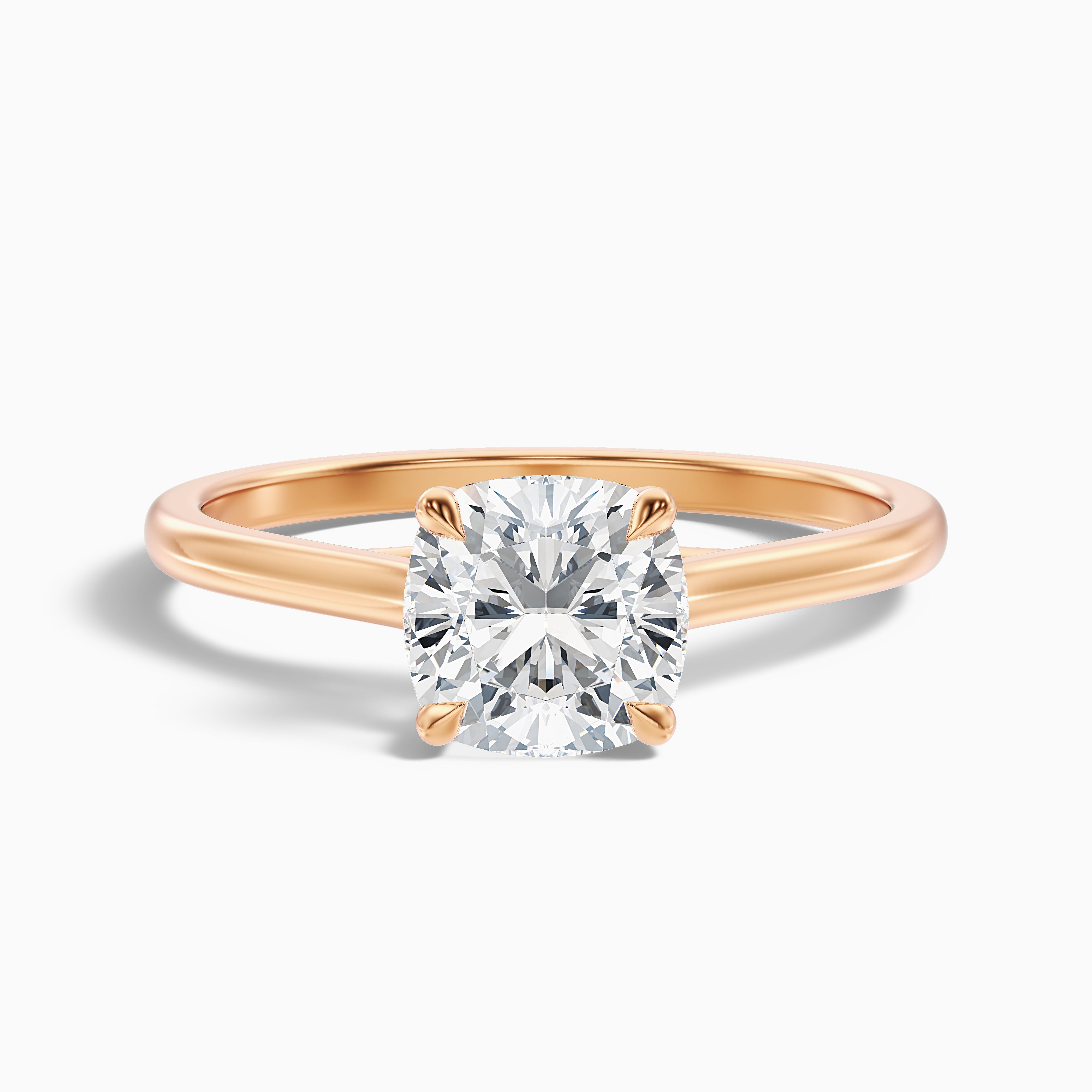 Joy 1 Carat Cushion Cut Solitaire Lab Grown Engagement Ring in 10k Rose Gold