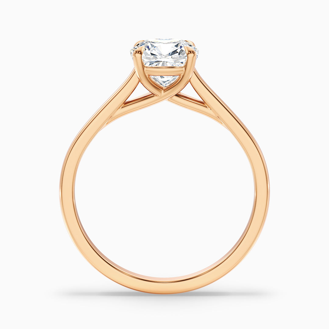 Joy 5 Carat Cushion Cut Solitaire Lab Grown Engagement Ring in 18k Rose Gold - Side View