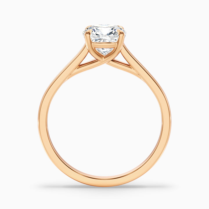 Joy 3.5 Carat Cushion Cut Solitaire Lab Grown Engagement Ring in 10k Rose Gold - Side View