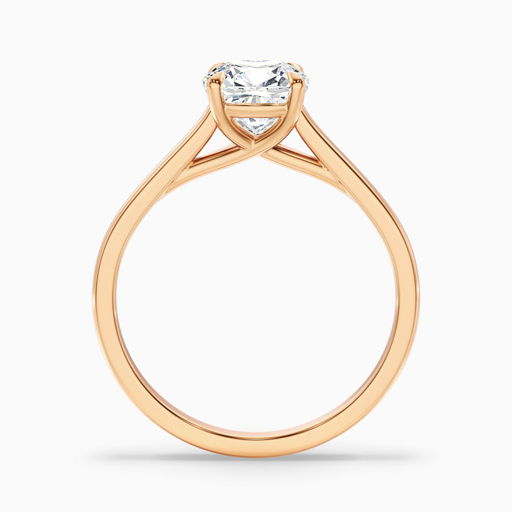 Joy 3.5 Carat Cushion Cut Solitaire Lab Grown Engagement Ring in Platinum - Side View