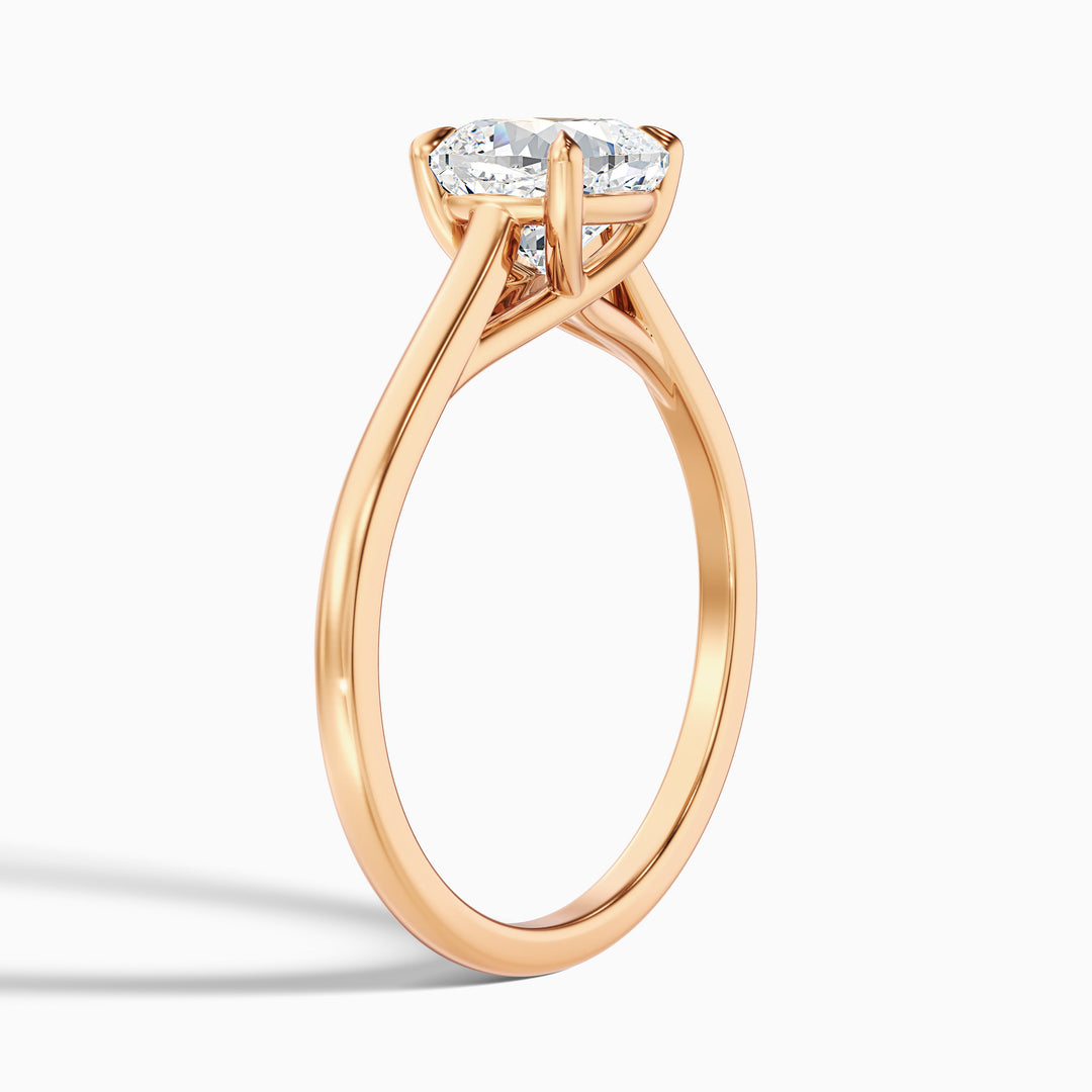 Joy 3.5 Carat Cushion Cut Solitaire Lab Grown Engagement Ring in 18k Rose Gold - Detail View