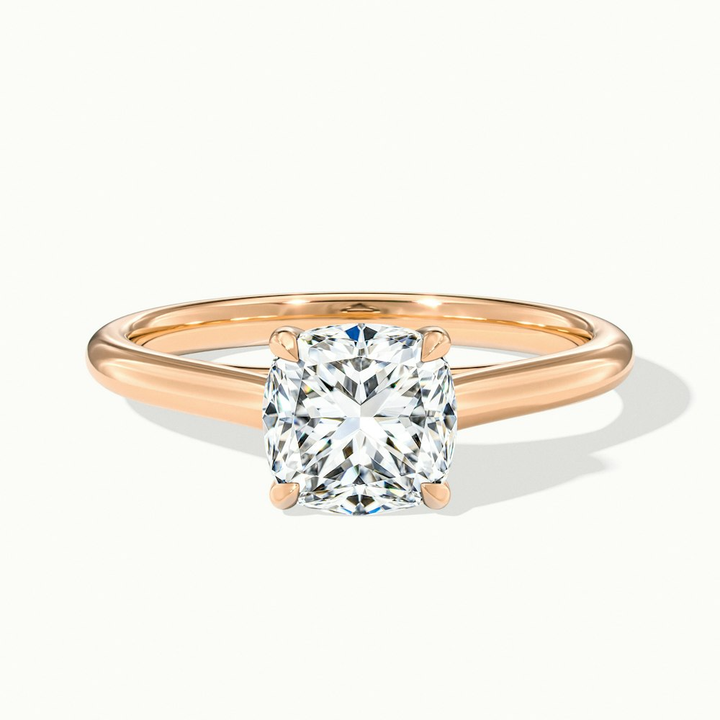 Nelli 3 Carat Cushion Cut Solitaire Moissanite Diamond Ring in 10k Rose Gold