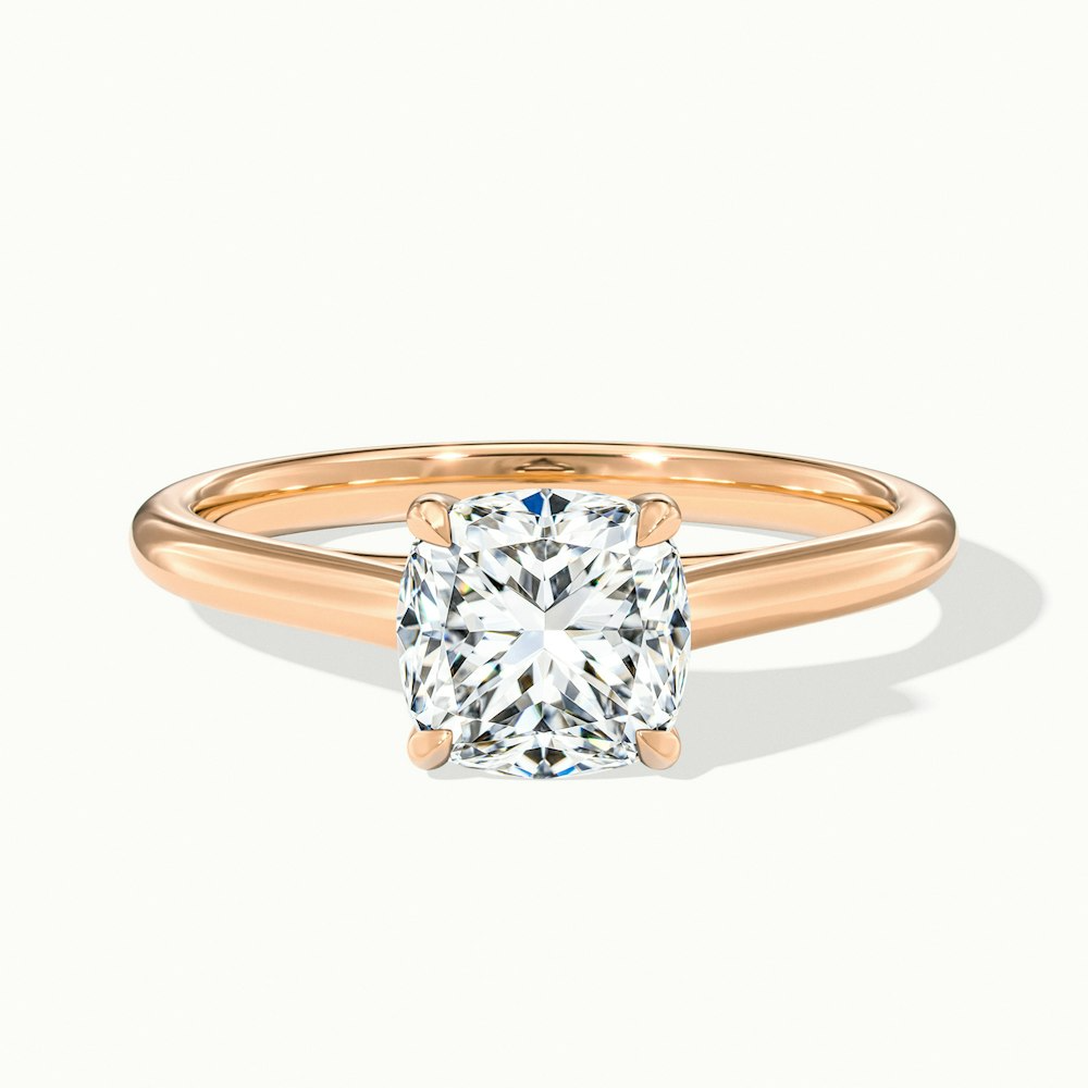 Rosa 8 Carat Cushion Cut Solitaire Moissanite Engagement Ring in 10k Rose Gold