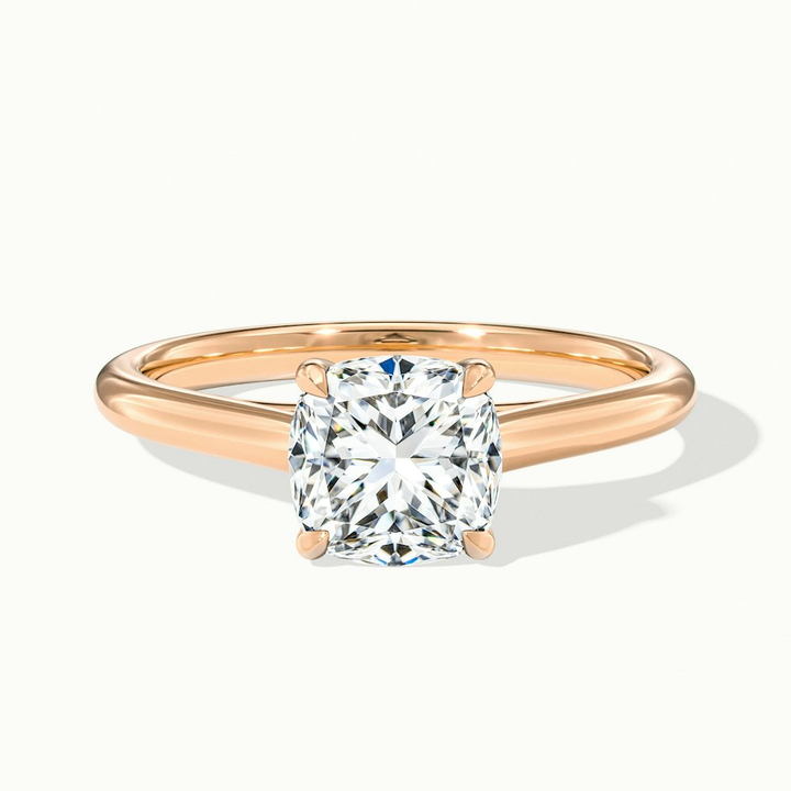 Joy 1 Carat Cushion Cut Solitaire Lab Grown Engagement Ring in 10k Rose Gold