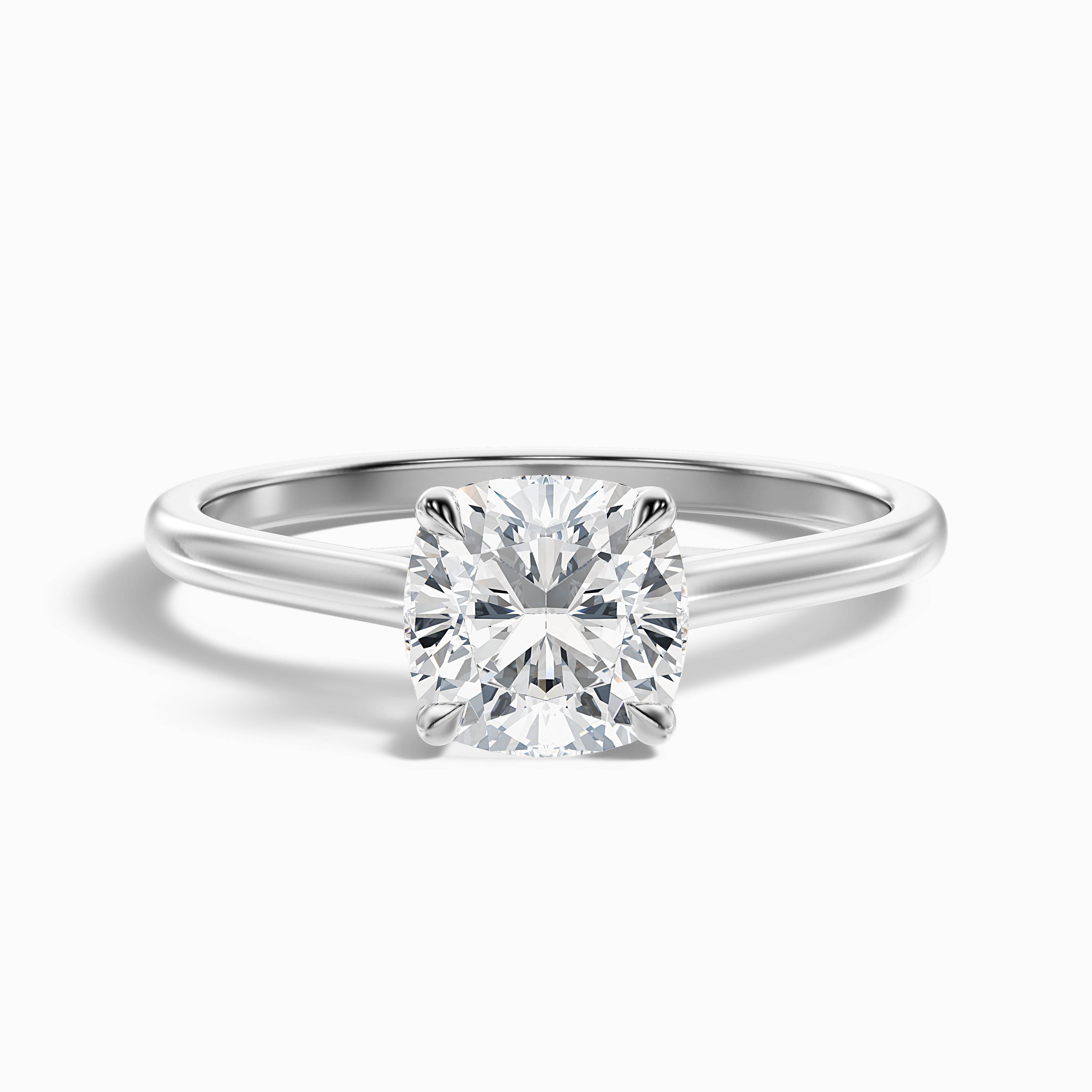 Joy 2 Carat Cushion Cut Solitaire Lab Grown Engagement Ring in 14k White Gold
