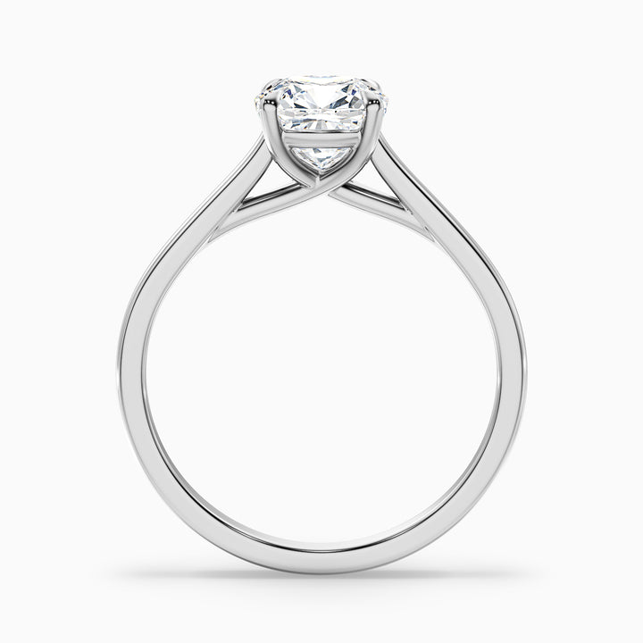 Joy 2 Carat Cushion Cut Solitaire Lab Grown Engagement Ring in 14k White Gold - Side View