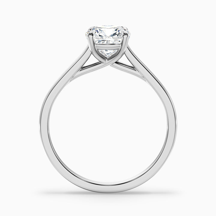 Joy 4 Carat Cushion Cut Solitaire Lab Grown Engagement Ring in Platinum - Side View