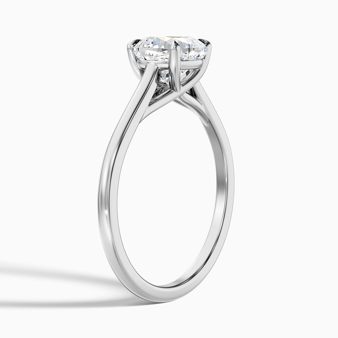 Joy 1 Carat Cushion Cut Solitaire Lab Grown Engagement Ring in 18k White Gold - Detail View