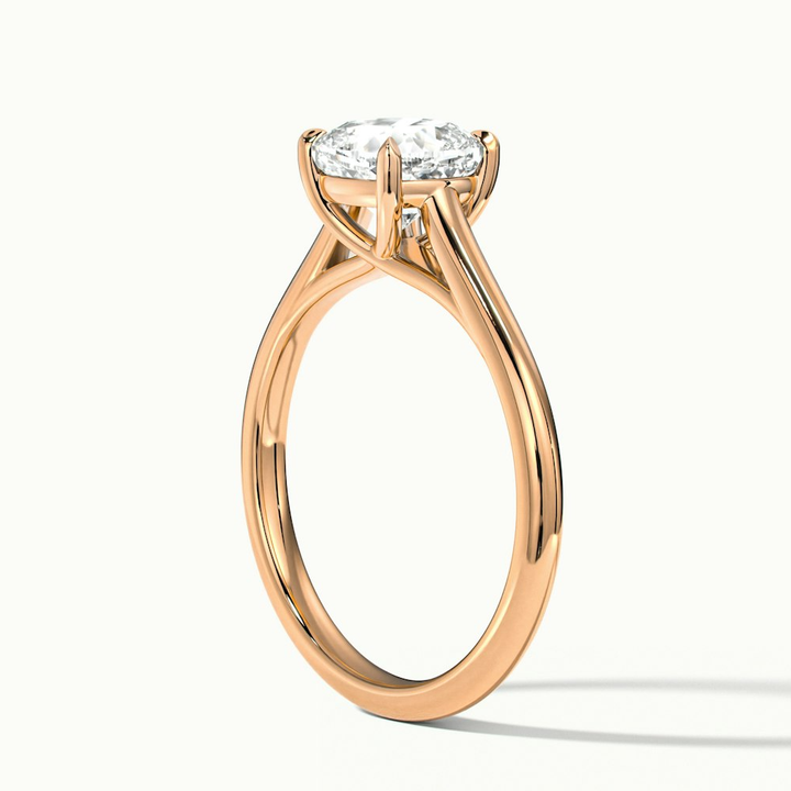 Nelli 4 Carat Cushion Cut Solitaire Moissanite Diamond Ring in 14k Rose Gold