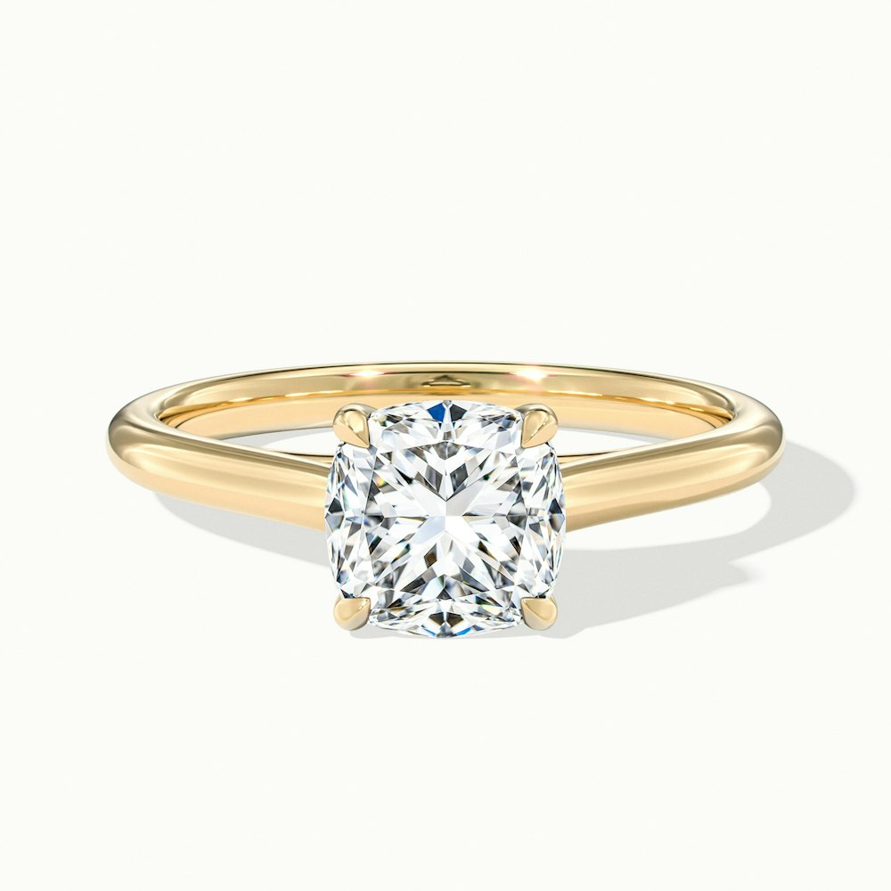 Joy 2.5 Carat Cushion Cut Solitaire Lab Grown Engagement Ring in 18k Yellow Gold