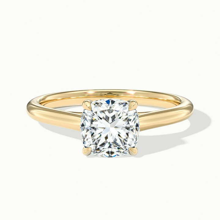 Nelli 5.5 Carat Cushion Cut Solitaire Moissanite Diamond Ring in 18k Yellow Gold