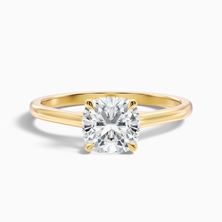 Joy 3 Carat Cushion Cut Solitaire Lab Grown Engagement Ring in 18k Rose Gold - Front View