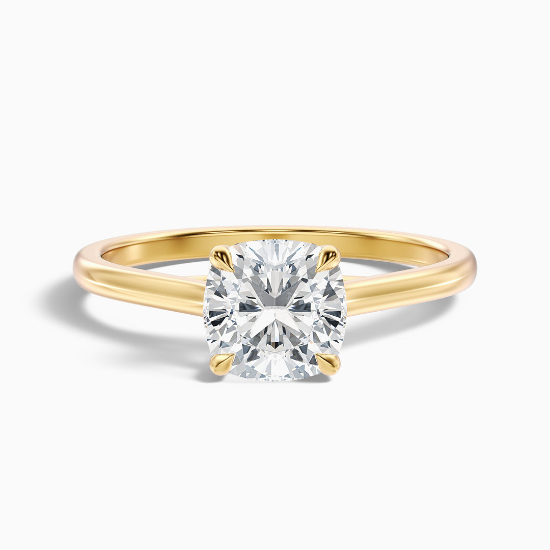 Nelli 2 Carat Cushion Cut Solitaire Moissanite Diamond Ring - Front View