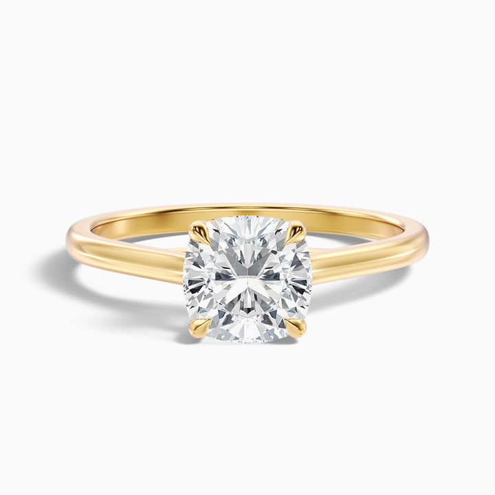 Nelli 2.5 Carat Cushion Cut Solitaire Moissanite Diamond Ring - Front View
