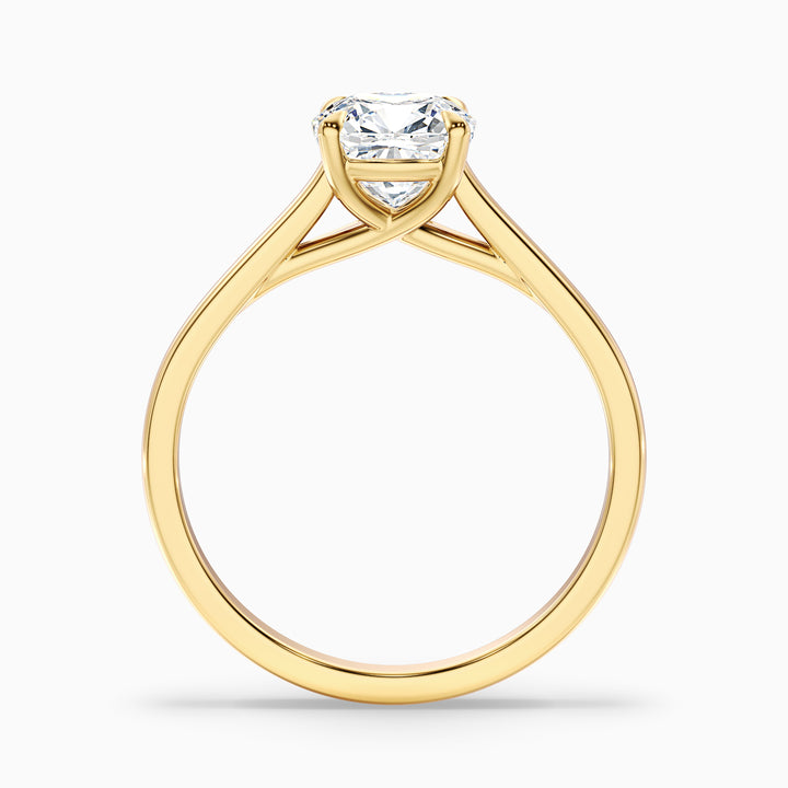 Joy 2.5 Carat Cushion Cut Solitaire Lab Grown Engagement Ring in 10k Yellow Gold - Side View