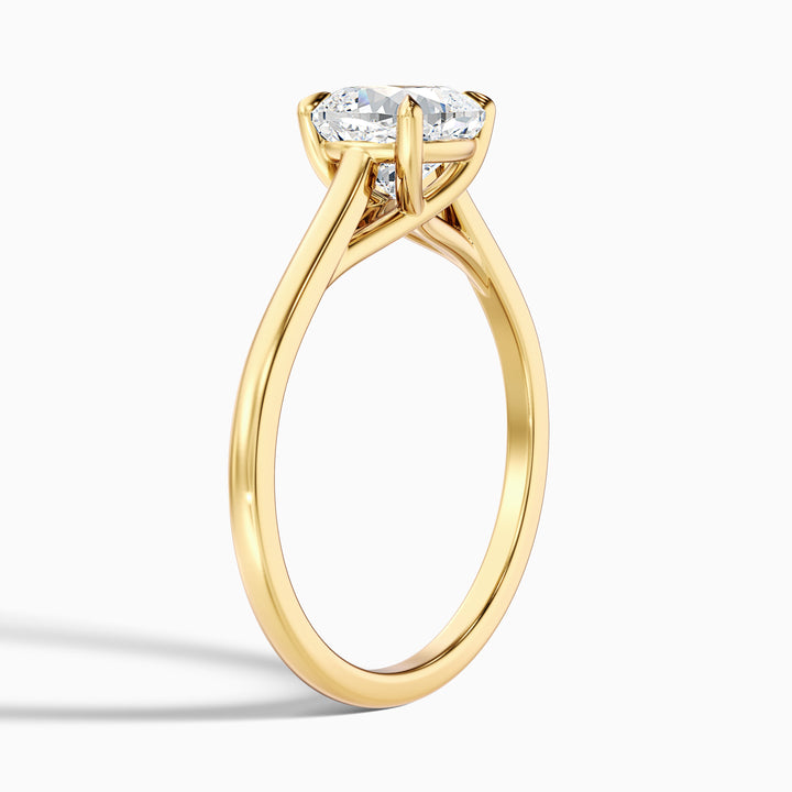 Joy 3.5 Carat Cushion Cut Solitaire Lab Grown Engagement Ring in 10k Rose Gold - Detail View