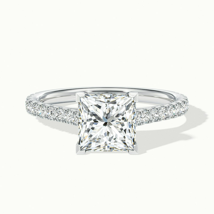 Helyn 4 Carat Princess Cut Solitaire Scallop Moissanite Engagement Ring in 10k White Gold