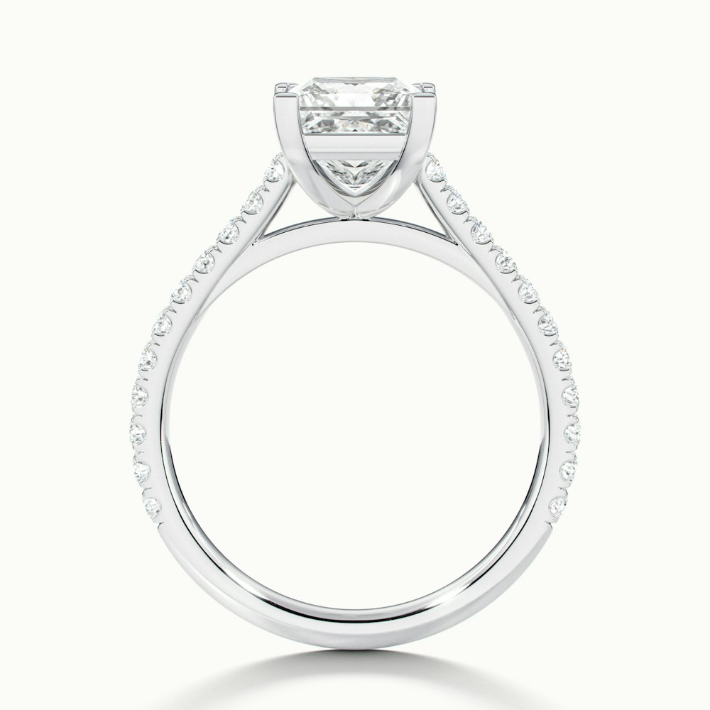 Helyn 3.5 Carat Princess Cut Solitaire Scallop Moissanite Engagement Ring in 14k White Gold