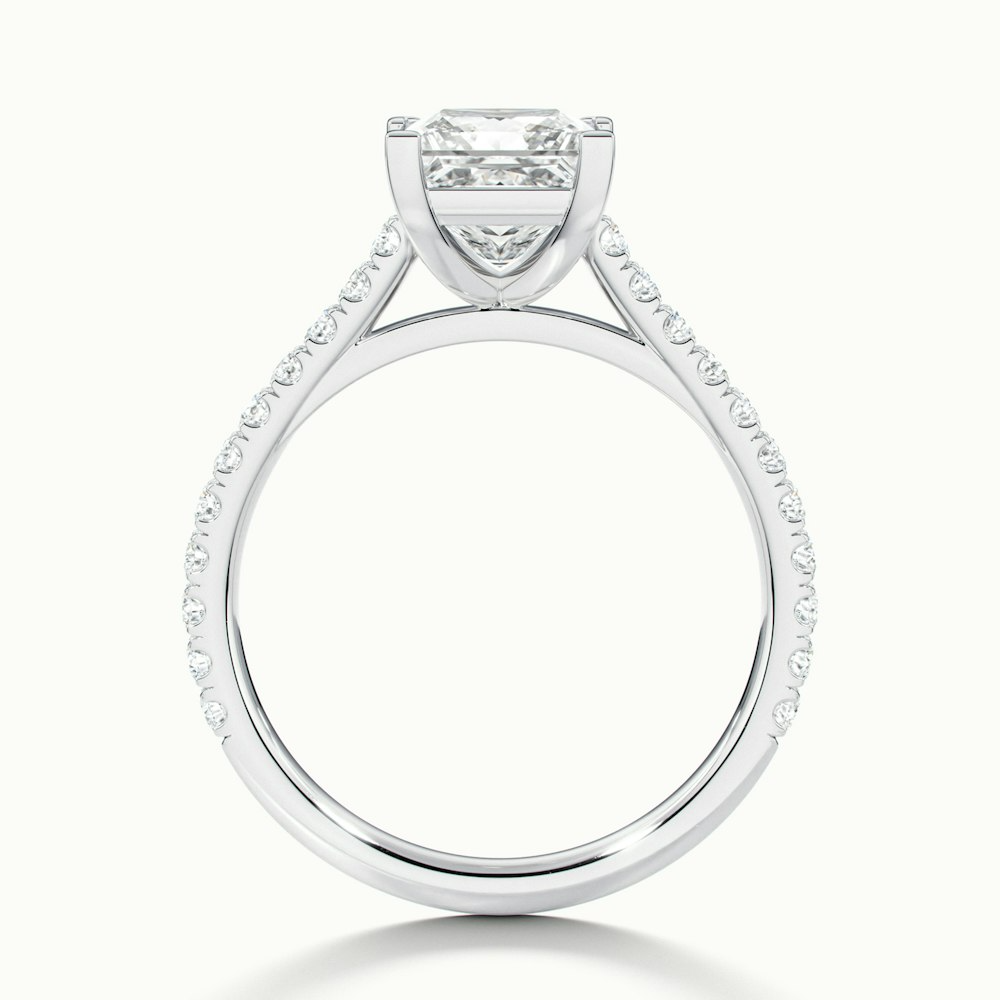 Iva 1.5 Carat Princess Cut Solitaire Scallop Lab Grown Diamond Ring in 18k White Gold