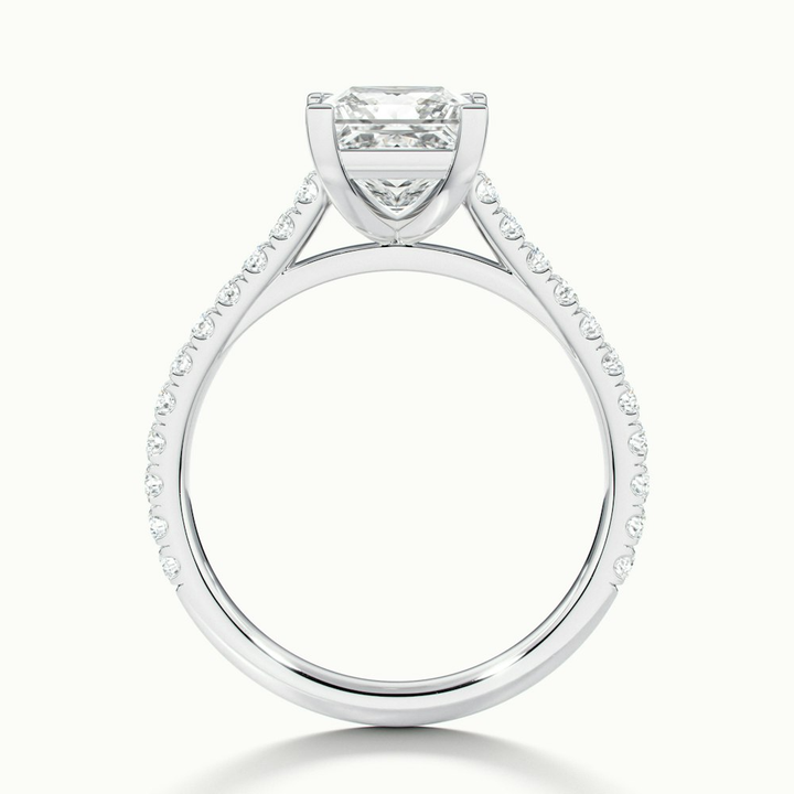 Iva 5 Carat Princess Cut Solitaire Scallop Lab Grown Diamond Ring in Platinum