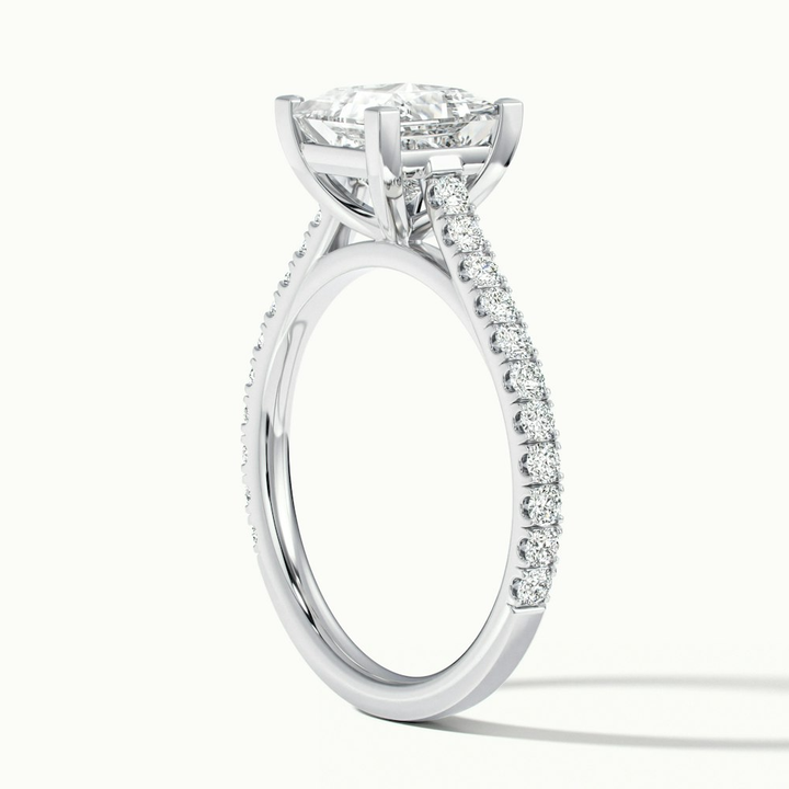 Helyn 2 Carat Princess Cut Solitaire Scallop Moissanite Engagement Ring in 18k White Gold