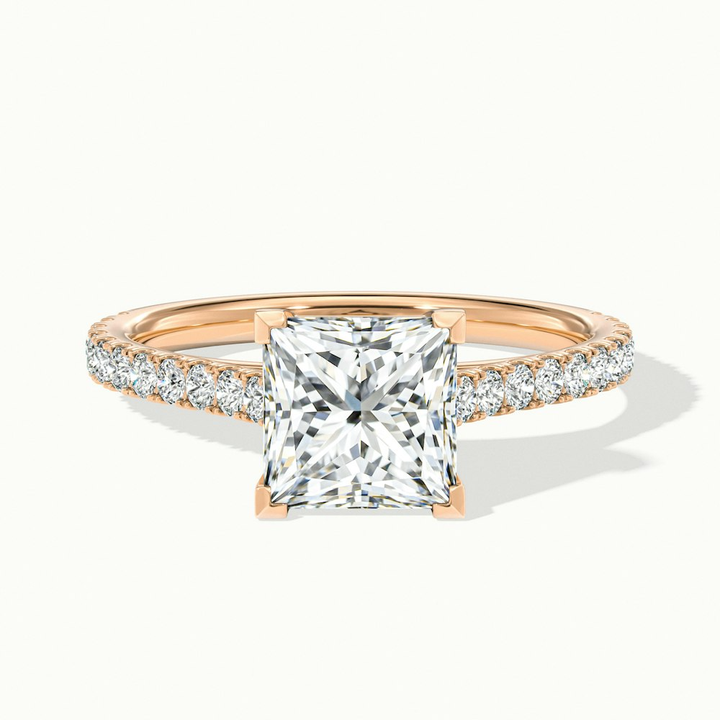 Helyn 5.5 Carat Princess Cut Solitaire Scallop Moissanite Engagement Ring in 18k Rose Gold