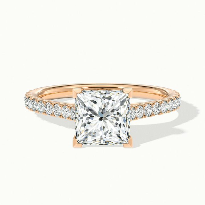 Helyn 1.5 Carat Princess Cut Solitaire Scallop Moissanite Engagement Ring in 10k Rose Gold