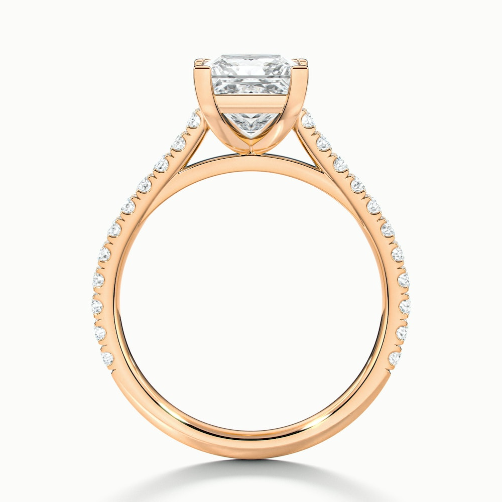 Helyn 5 Carat Princess Cut Solitaire Scallop Moissanite Engagement Ring in 10k Rose Gold