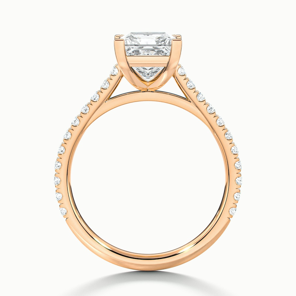 Helyn 1.5 Carat Princess Cut Solitaire Scallop Moissanite Engagement Ring in 14k Rose Gold
