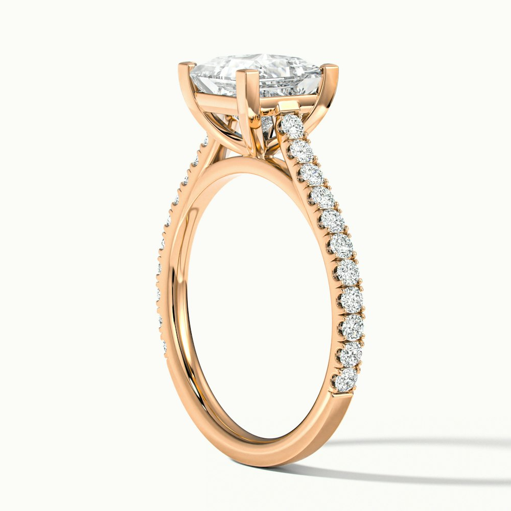 Cloe 9 Carat Princess Cut Solitaire Scallop Moissanite Engagement Ring in 10k Rose Gold