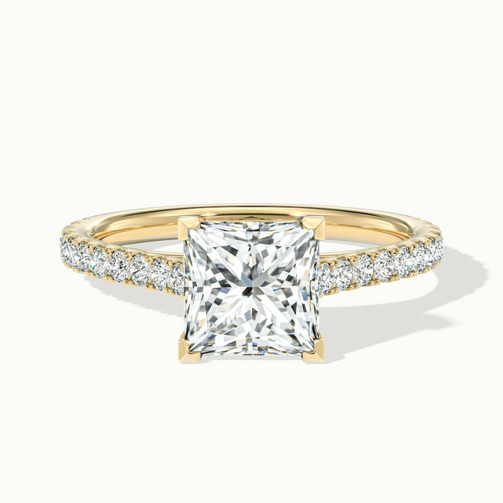 Helyn 5.5 Carat Princess Cut Solitaire Scallop Moissanite Engagement Ring in 10k Yellow Gold