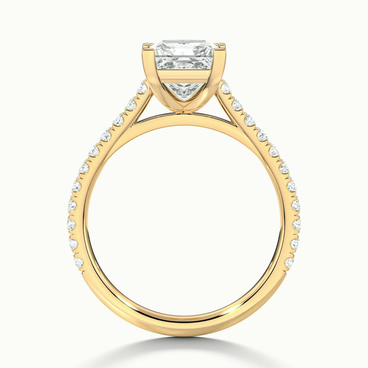 Iva 1.5 Carat Princess Cut Solitaire Scallop Lab Grown Diamond Ring in 10k Yellow Gold