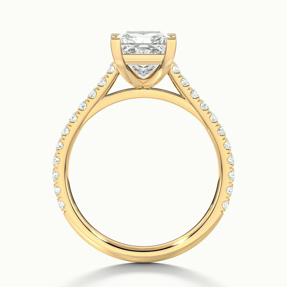 Helyn 1.5 Carat Princess Cut Solitaire Scallop Moissanite Engagement Ring in 10k Yellow Gold