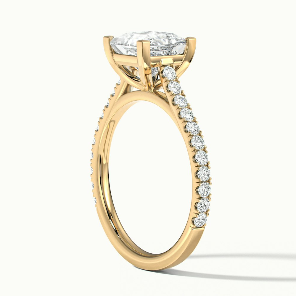 Helyn 2 Carat Princess Cut Solitaire Scallop Moissanite Engagement Ring in 14k Yellow Gold