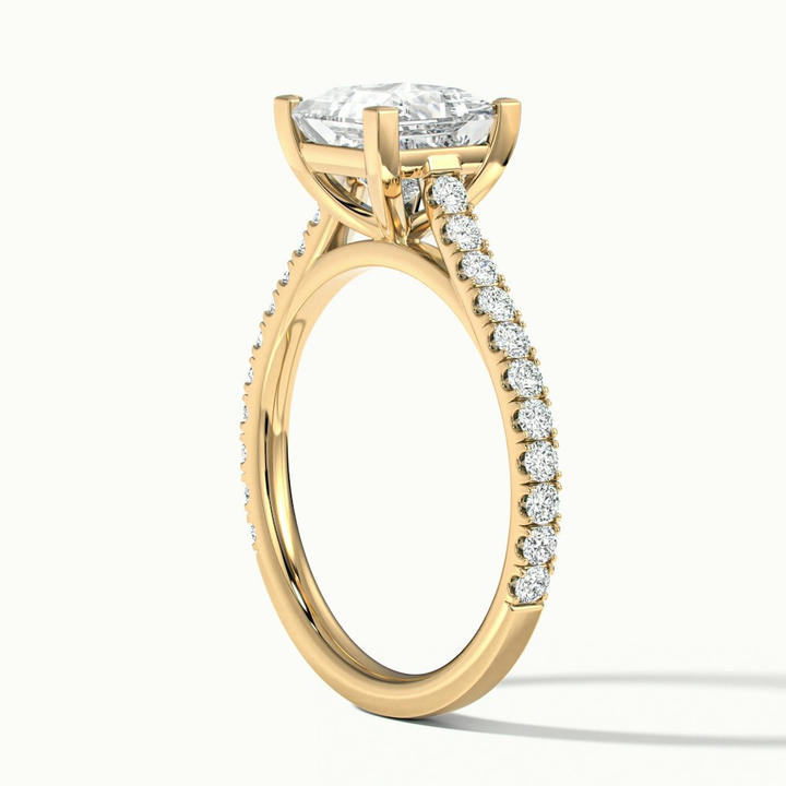 Helyn 2 Carat Princess Cut Solitaire Scallop Moissanite Engagement Ring in 10k Yellow Gold