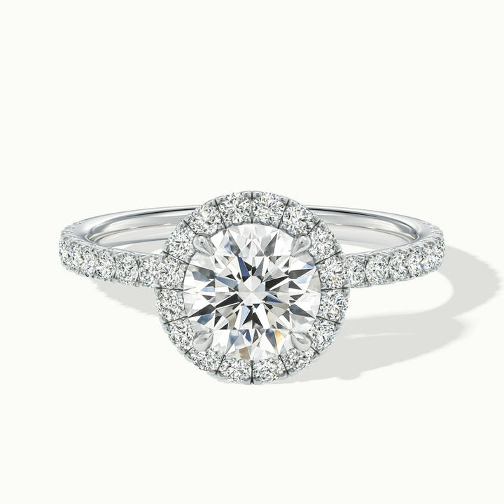 Hailey 5 Carat Round Cut Halo Moissanite Engagement Ring in 14k White Gold