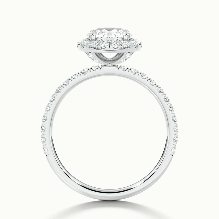 Hailey 3 Carat Round Cut Halo Moissanite Engagement Ring in Platinum