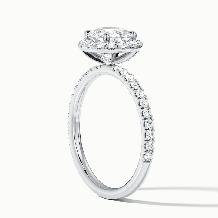 Hailey 5 Carat Round Cut Halo Moissanite Engagement Ring in 14k White Gold